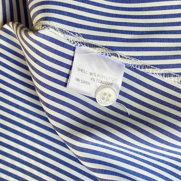 ANTONIO MELANI Poplin Front Tie Button Down Blouse | Blue White Stripe | Size XS - Picture 7 of 7